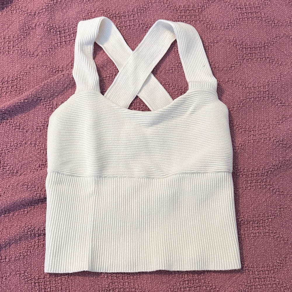 Abercrombie & Fitch White Ribbed Crop Top